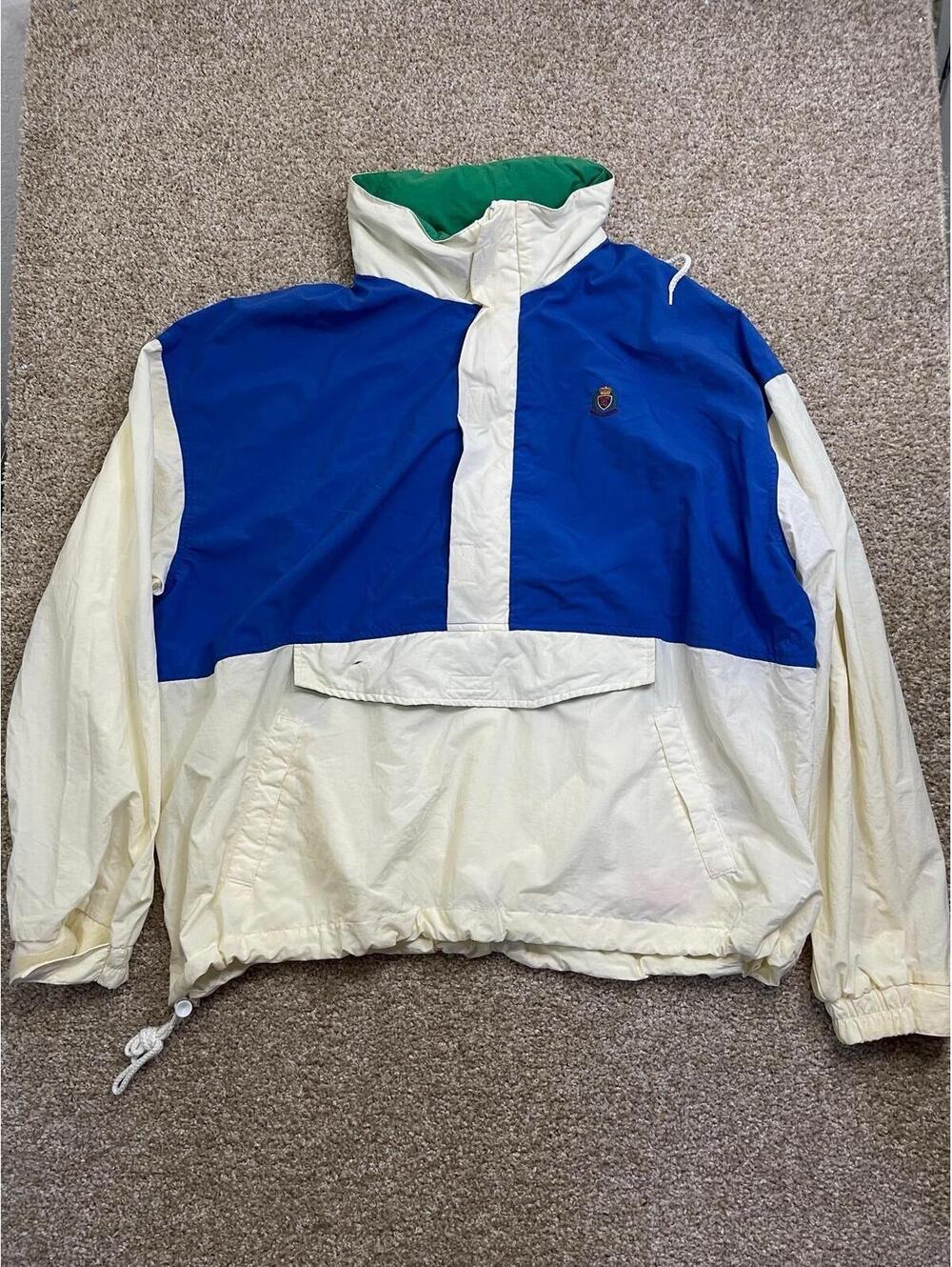 VTG Hunt Club Jacket Mens Large Green White Blue Colorblock 90s Gorpcore Outdoor